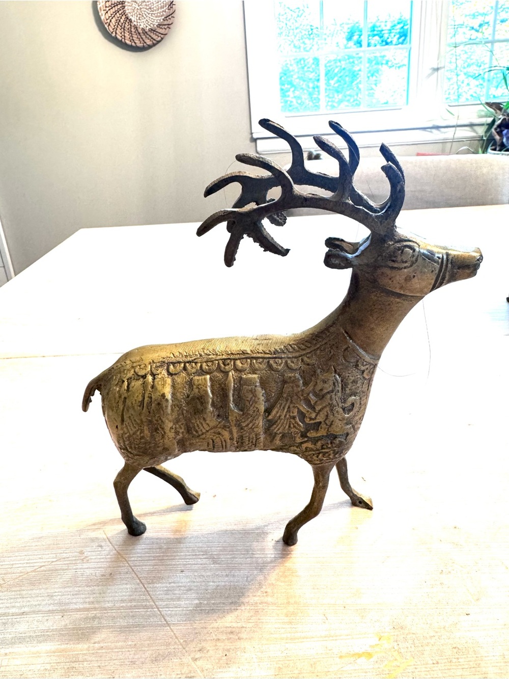Vintage Dhokra Solid Brass Sculpted Stag Figurine 🦌
